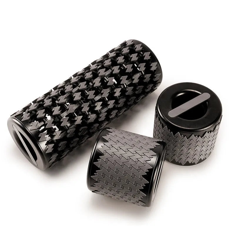 Adjustable telescopic foam roller for muscle massage in red, black, pink, or yellow colour options.