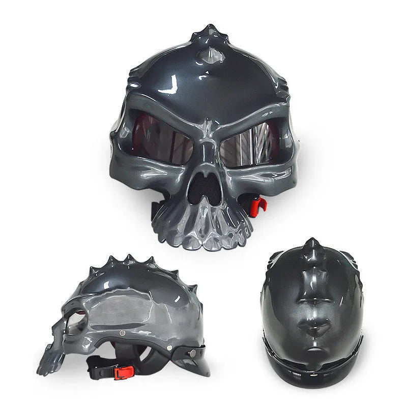 Skull art motorcycle helmet with changeable double-sided design in ABS construction
