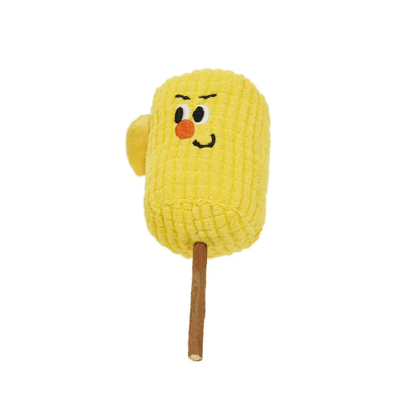 Corn cob cat dental toy with Polio wood construction and catnip infusion