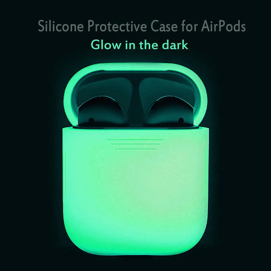 Luminous silicone flip-open AirPods storage box for wireless earphone protection