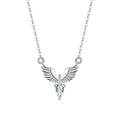 Korean style women's silver eagle pendant necklace with adjustable O-ring chain
