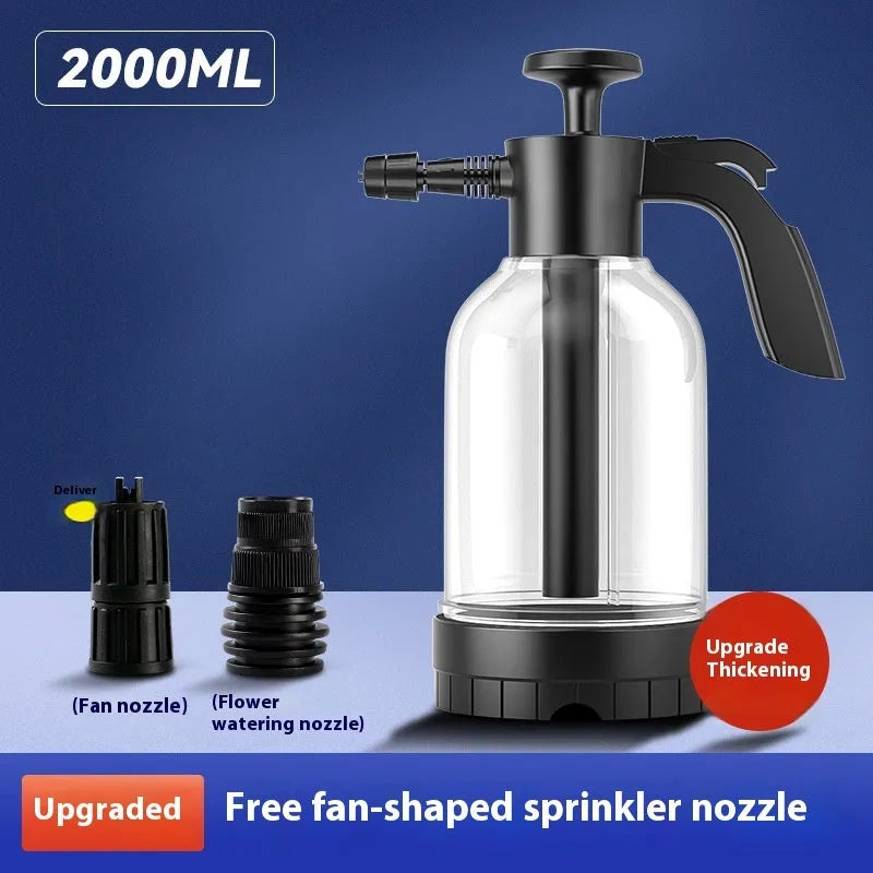 Hand-held car wash foam sprayer with 2-litre capacity and high-pressure water cannon
