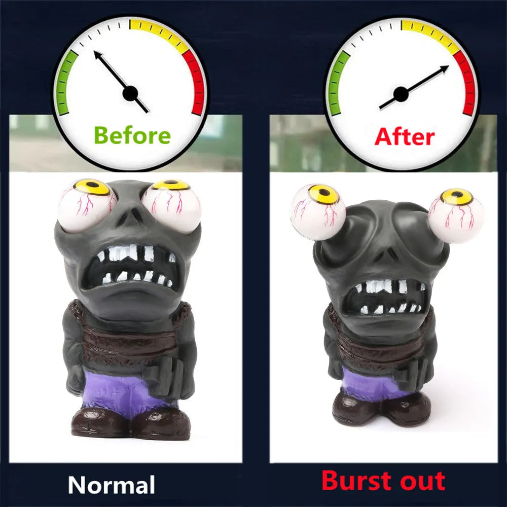 Turbo car boost eye zombie rubber doll with pressure valve and copper tubing installation kit.