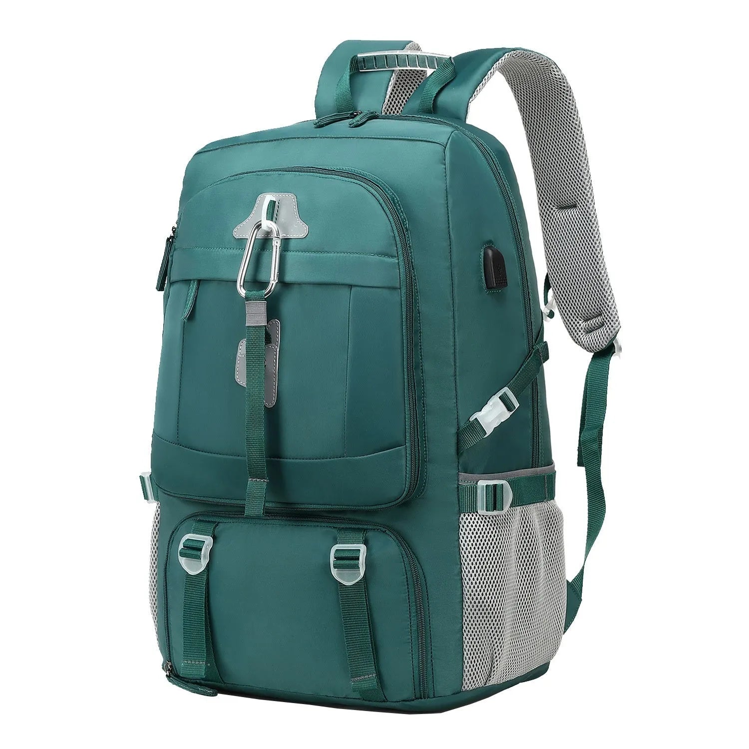 Large capacity business travel backpack in Oxford cloth with contrast stitching and curved shoulder strap, 55x20x35cm, black colour