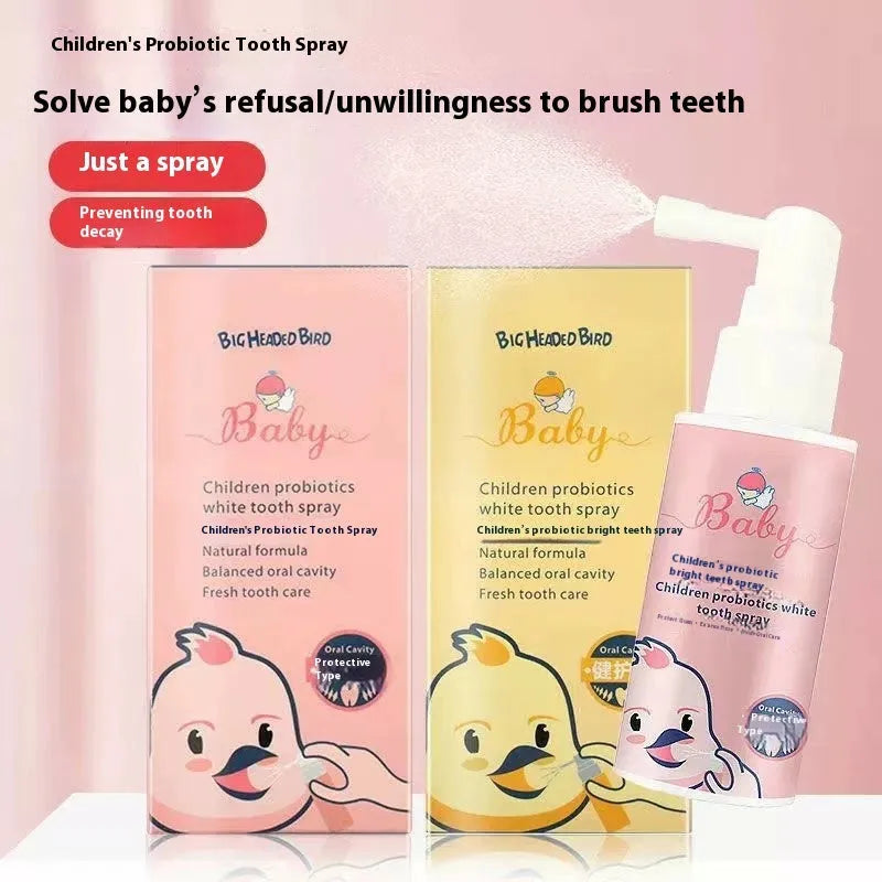Children's probiotic oral spray bottle with anticavity and whitening properties in 40ml size