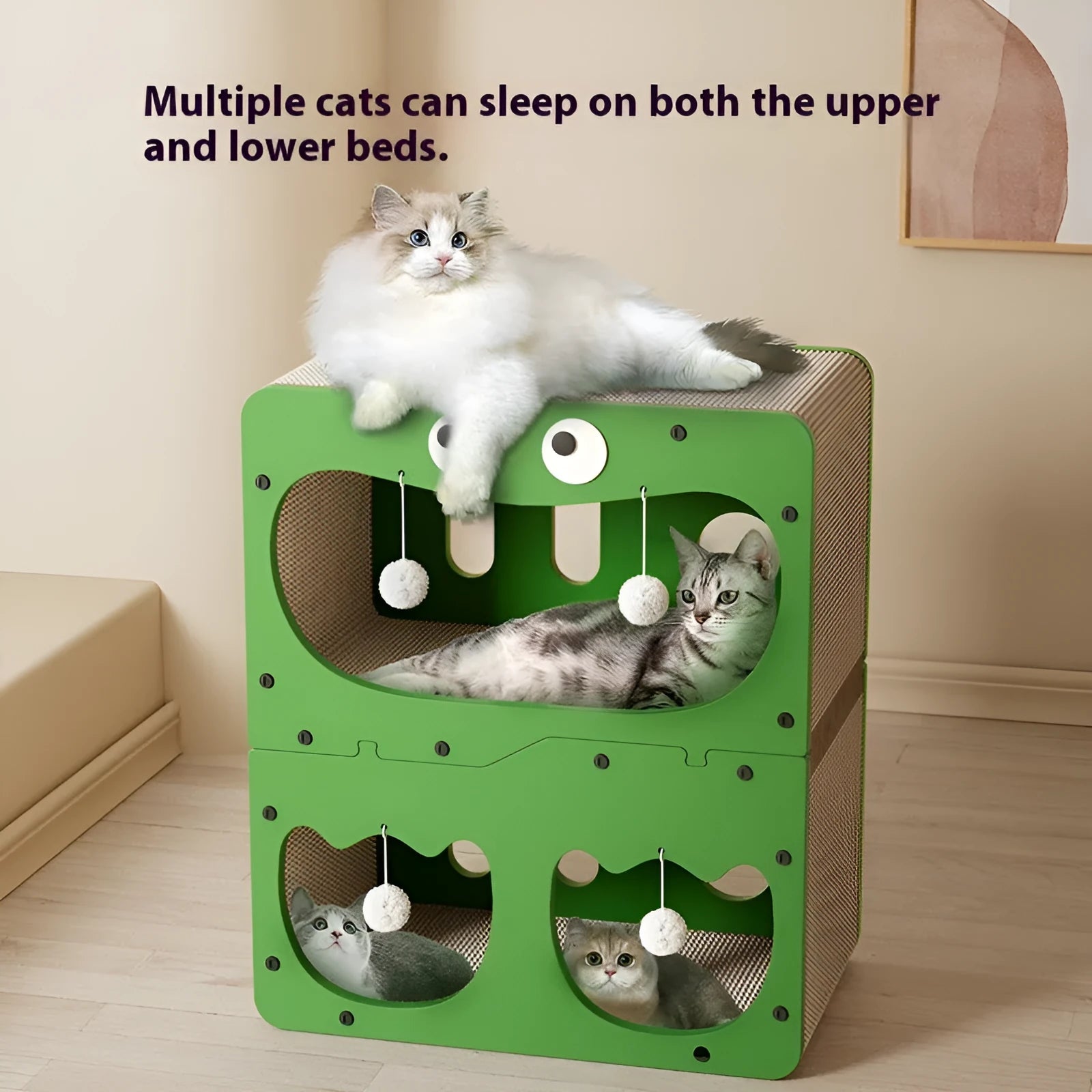 Double layer cat scratching board and nest in a choice of cute styles including owl and cat head designs.