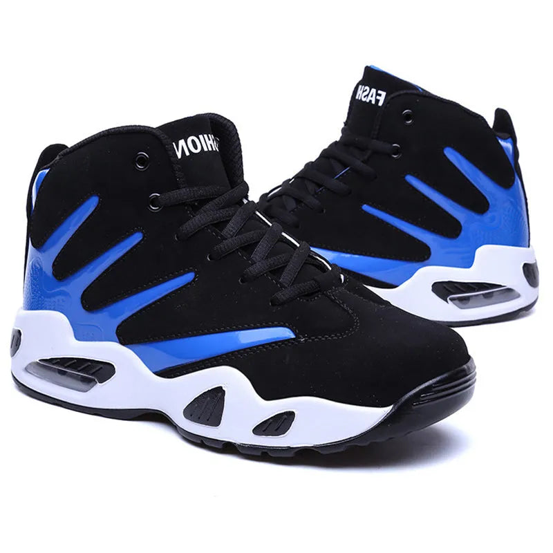 Men air cushion basketball shoes high-top jute upper Zoom Air blue colour