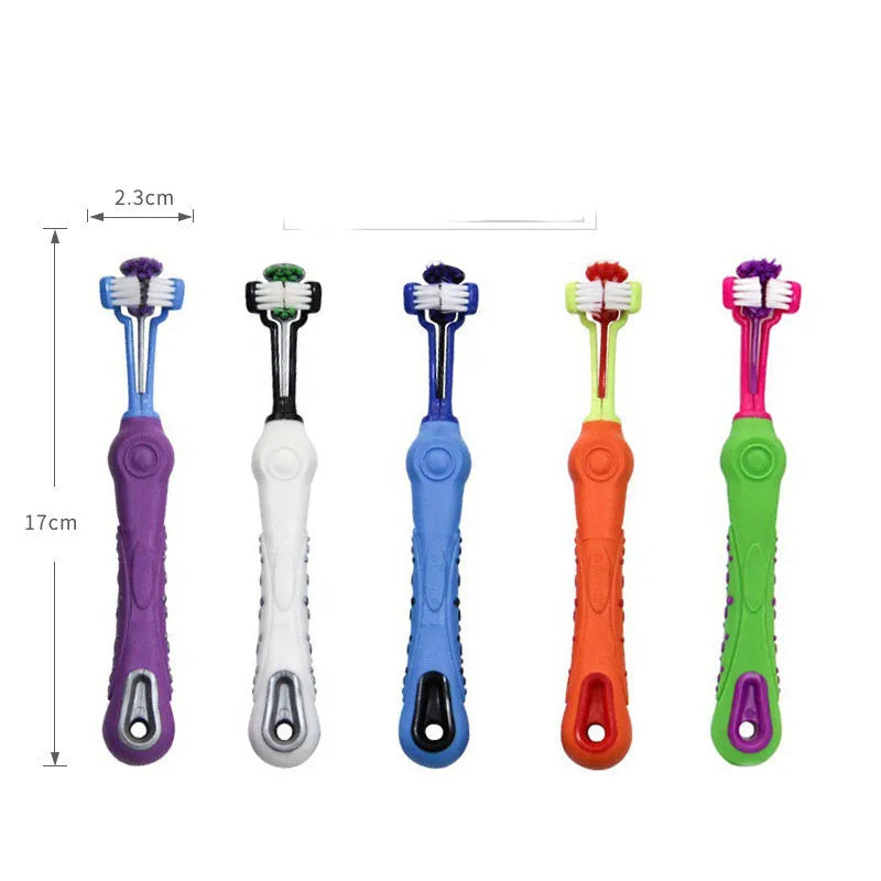 Pet dental finger toothbrush double-headed plastic teeth cleaning tool in multiple colours including purple and blue