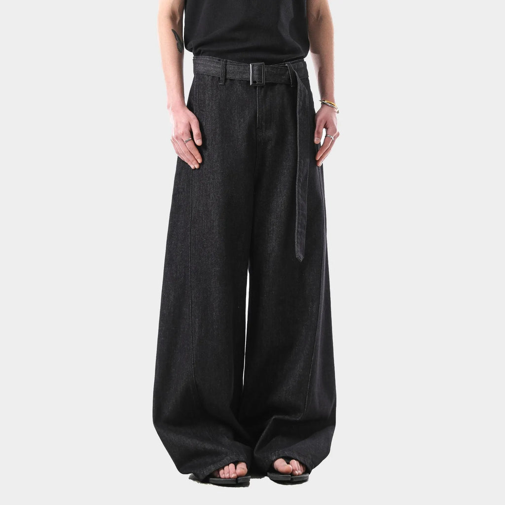 Black gold high-waisted straight-leg women's jeans on a model