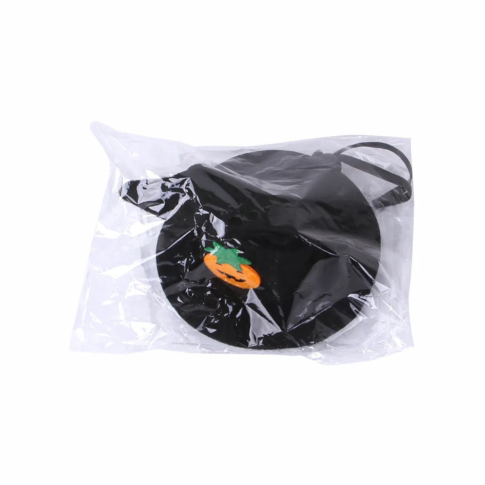 Cloth Halloween hat for pets with embossed pumpkin face design