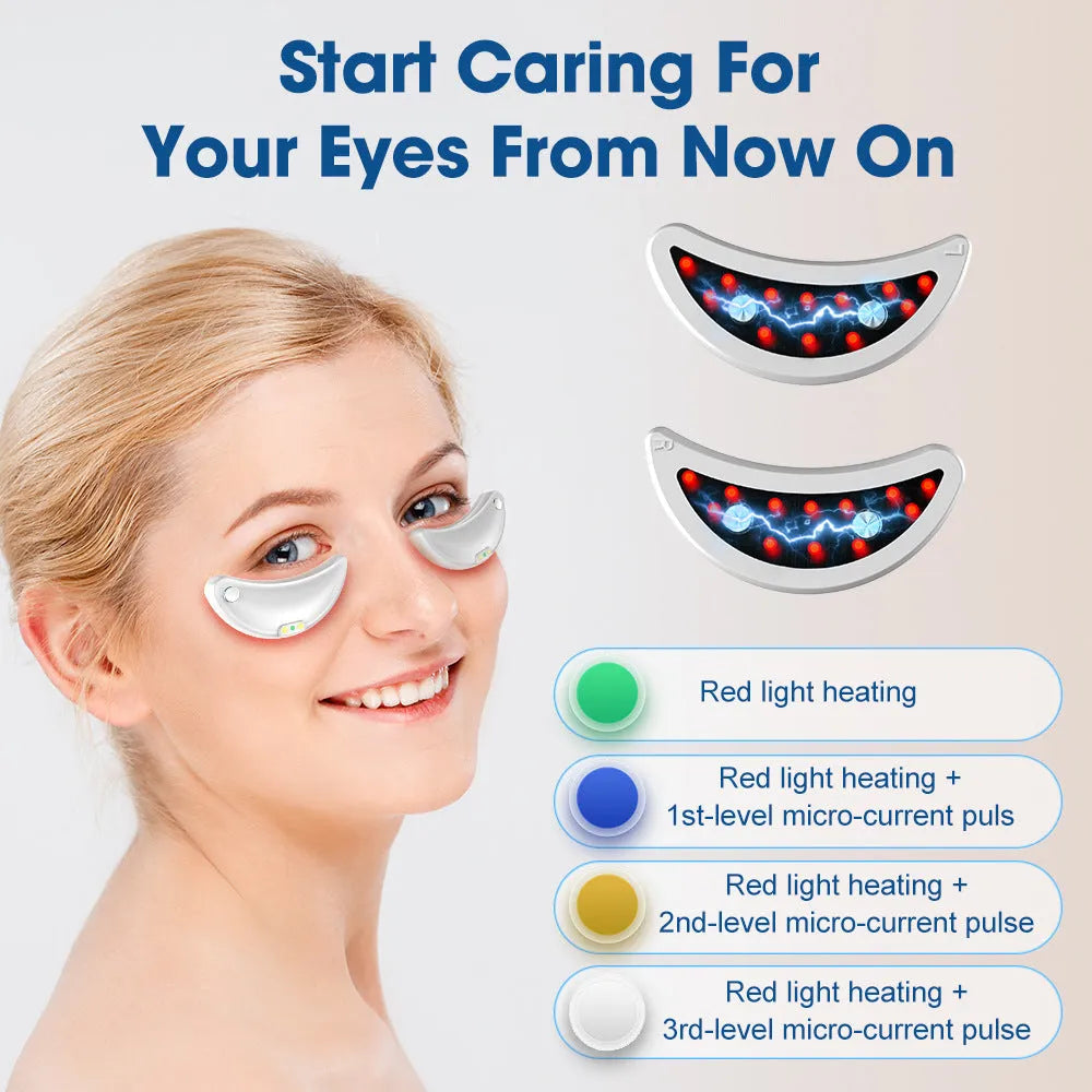 White wireless red light and EMS eye and facial beauty massager device