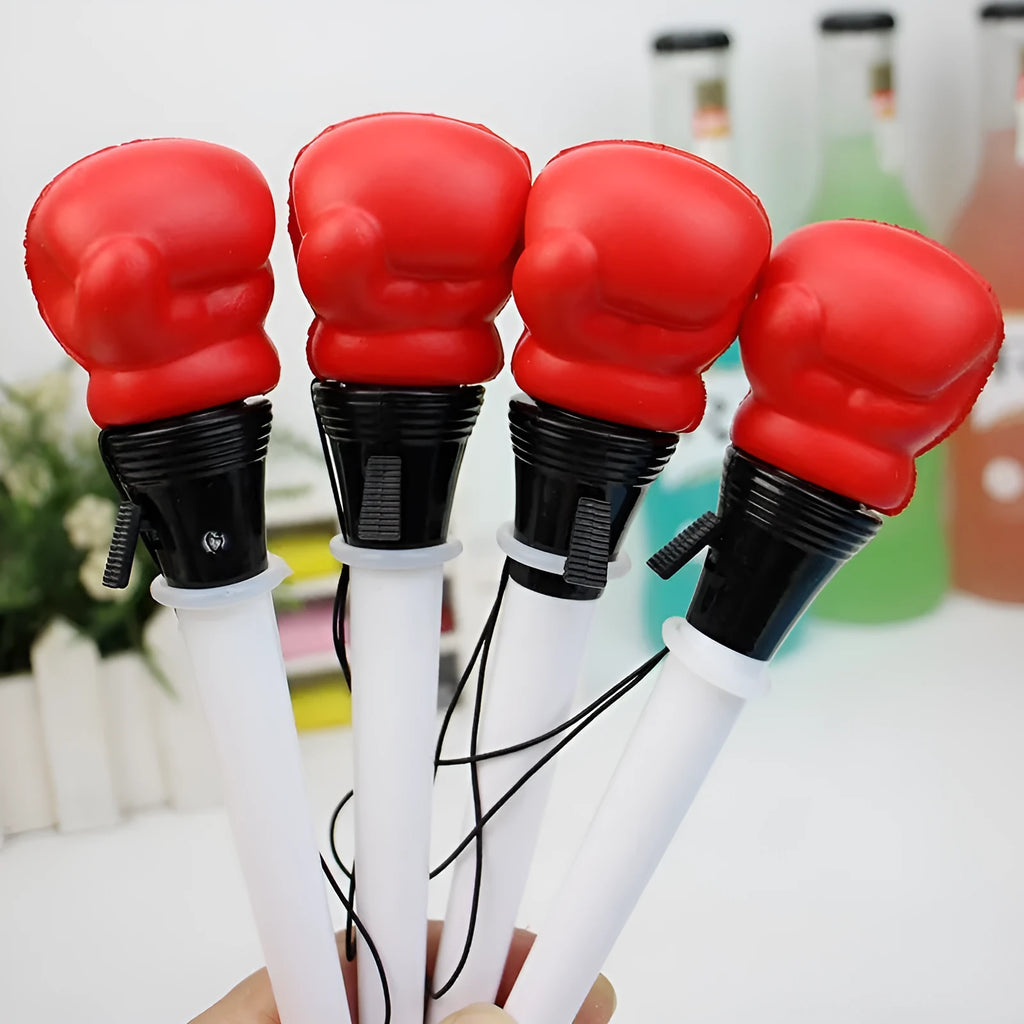 Four boxing pressure relief pens with press ejection mechanism and 0.7mm bullet tips