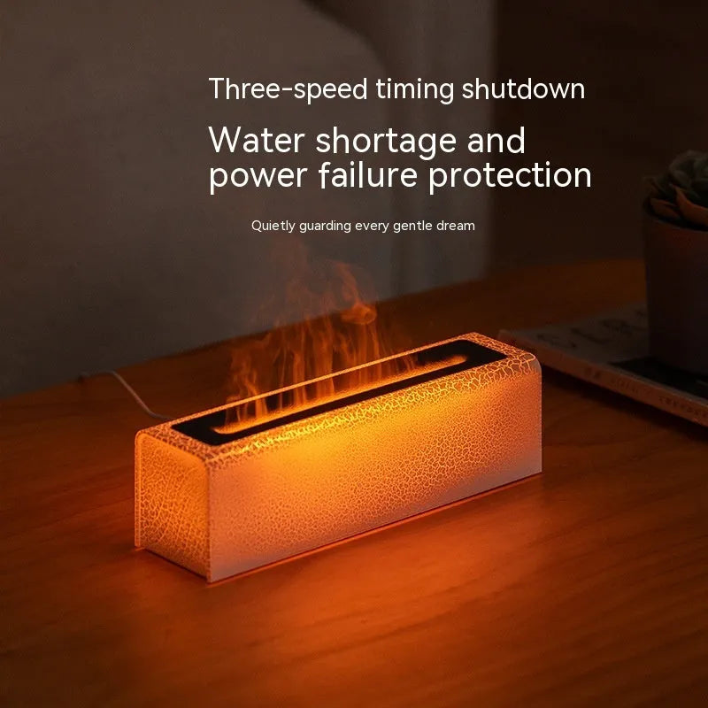 Square creative lava lamp style aroma diffuser humidifier with colourful flame lighting effect