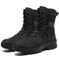 Men's black mesh high-top Martin boots with totem detail, plus size options available
