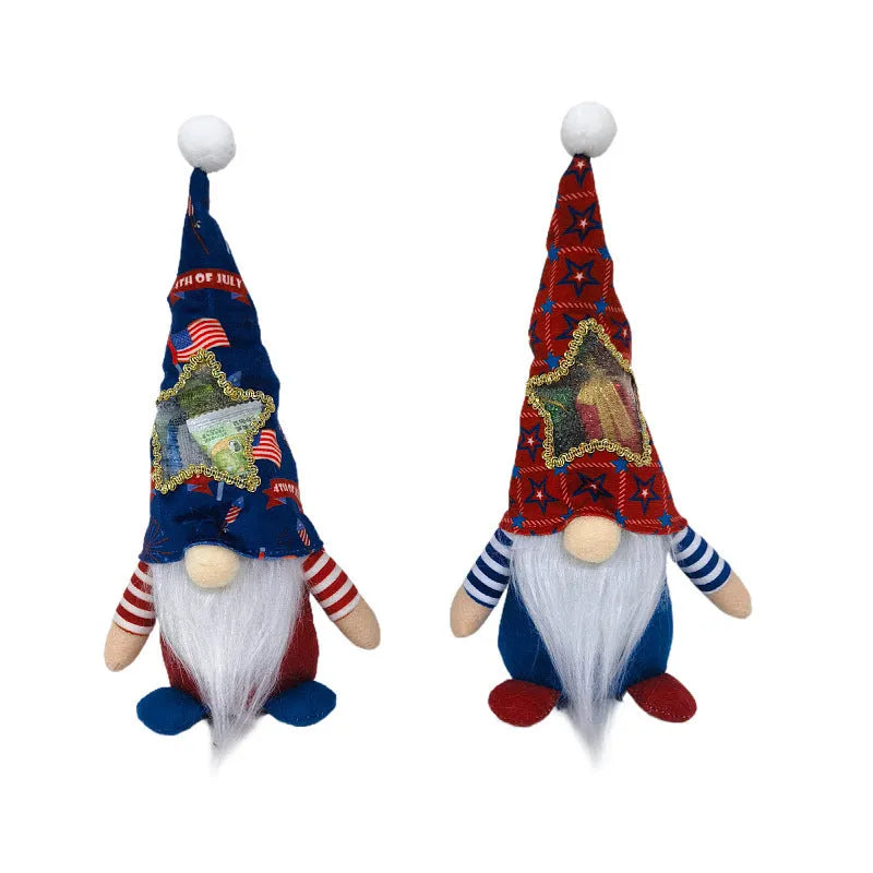 Two faceless baby doll Christmas decorations in polyester cloth with 32cm by 12cm dimensions