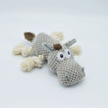 Grey donkey plush dog toy with creak sound measuring 27x20x9.5cm