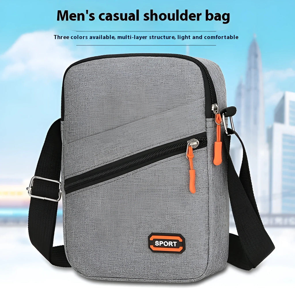 Oxford cloth ultra-light crossbody commuter bag in solid colour with contrasting details.