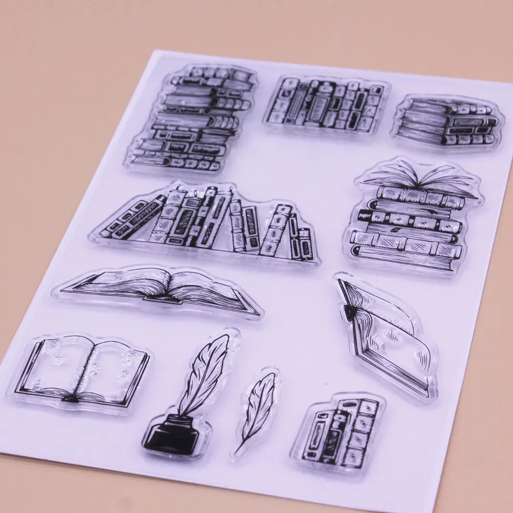 Transparent silicone stamp with seal pattern, dimensions 11cm by 16cm, on a white background.