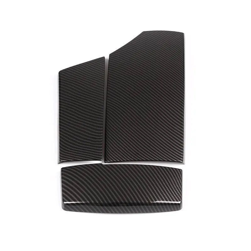 Three ABS carbon fibre pattern armrest box protective covers for car centre console