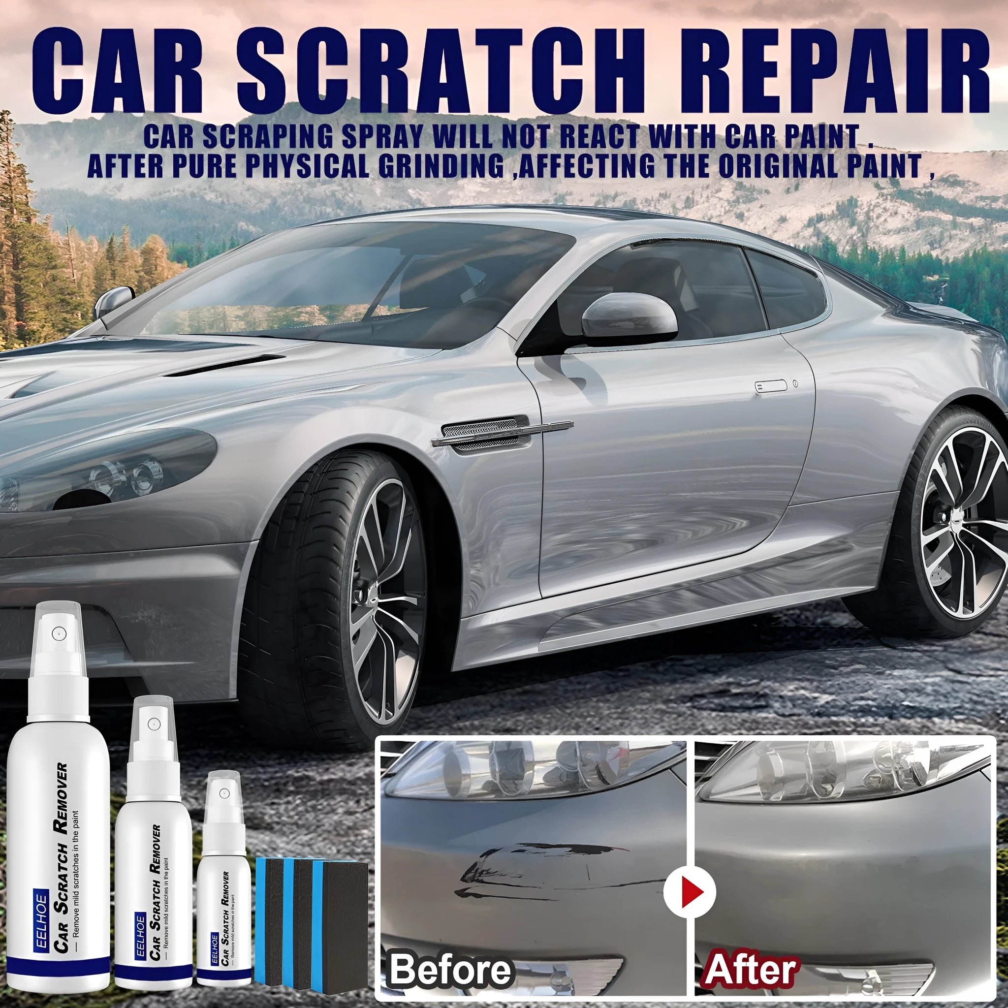 Car scratch repair spray bottle for paint surface scratch removal in 30ml, 50ml or 100ml capacities