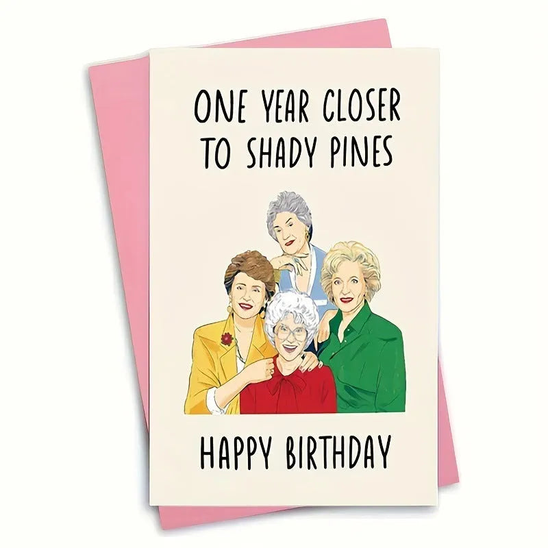 Simple printed birthday greeting card with envelope in multiple colour options including kraft paper