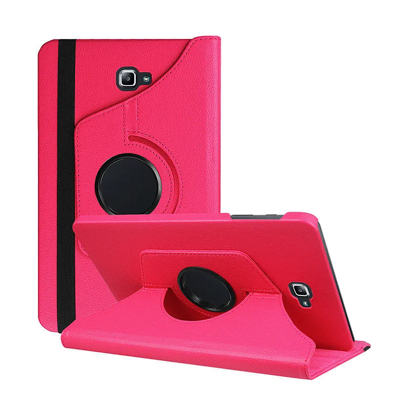 Rotating leather tablet case in black for T500 T510 T530 T550 T560 T580 models with clamshell design