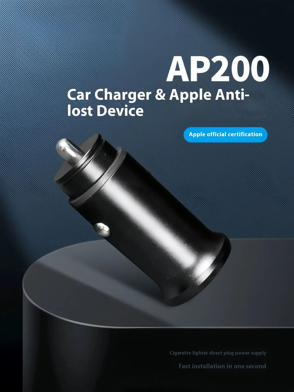 Black GPS car locator tracker with car charger on a table