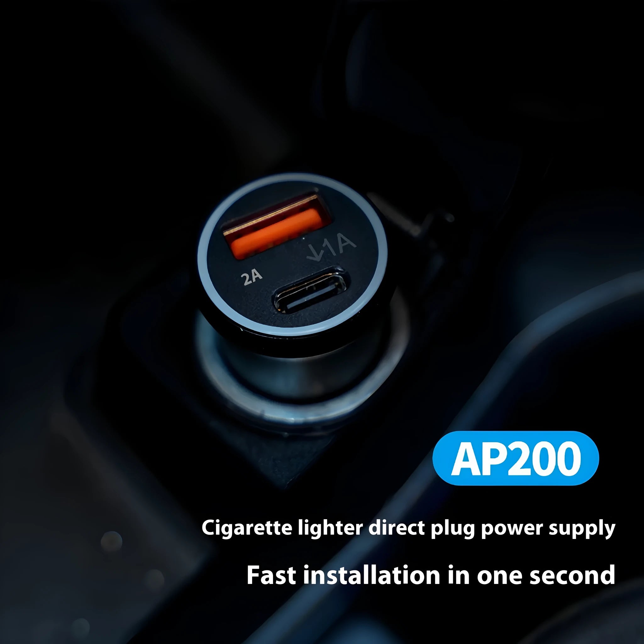Black GPS car locator tracker with car charger on a table