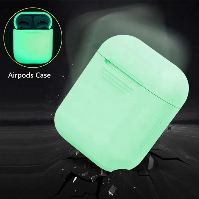 Luminous silicone flip-open AirPods storage box for wireless earphone protection