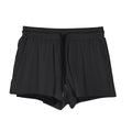 Man wearing black quick-dry nylon summer shorts with a mid-waist design.