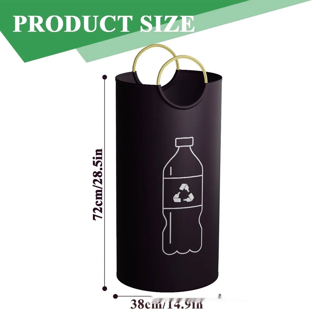 Round portable trash can with 38cm diameter and 72cm height measurements