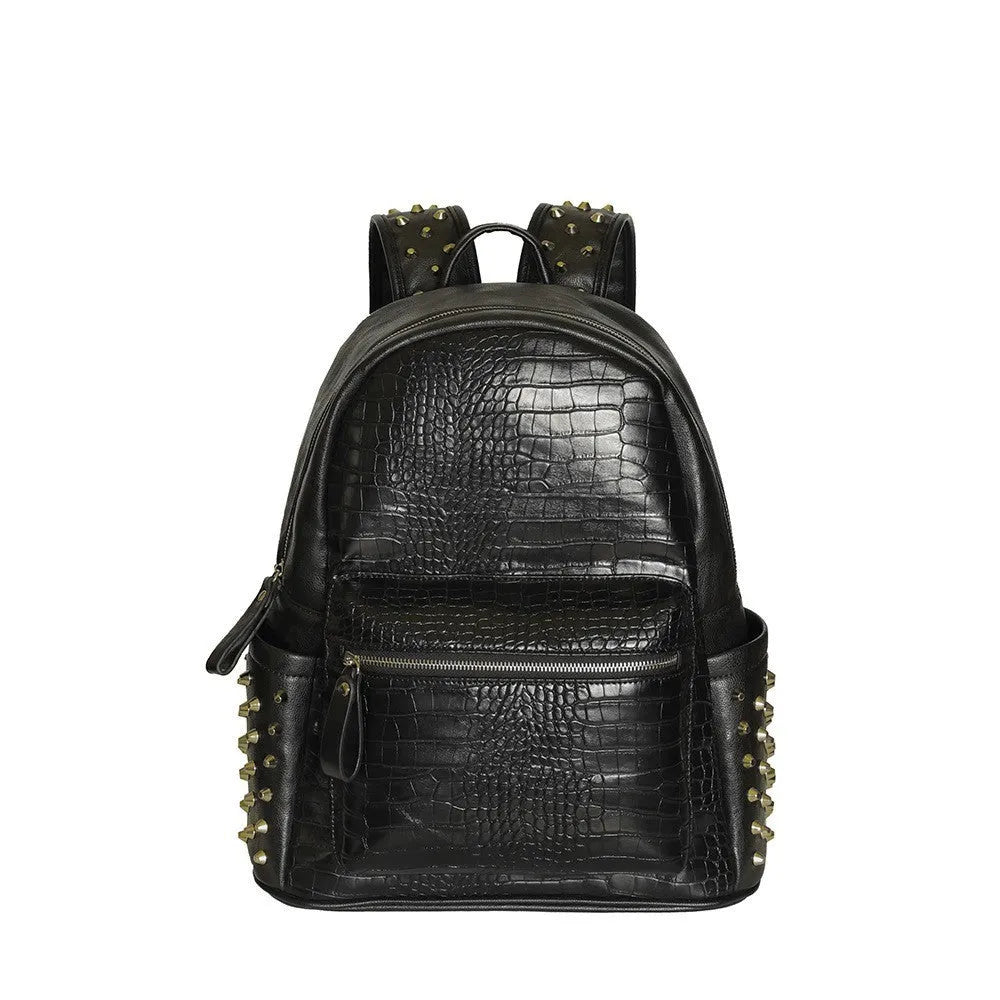 Black waterproof computer schoolbag with PU leather construction and 36-55 litre capacity