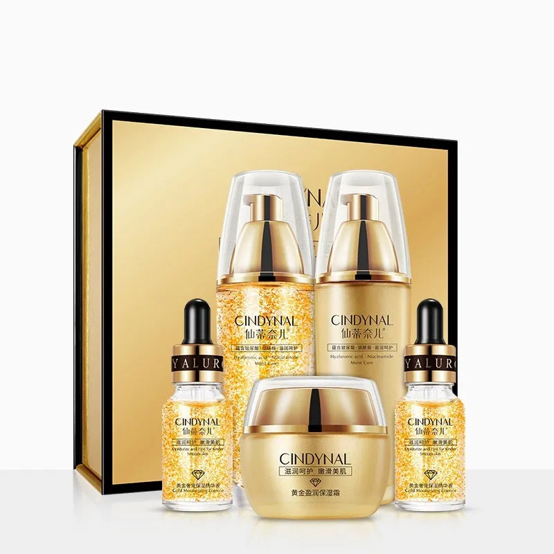 24k Gold Pet Skin Care Kit facial set with 100ml, 50g, and two 15ml bottles