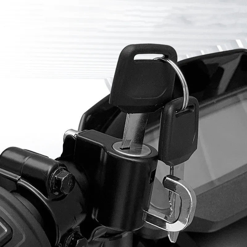 Anti-theft fixed multi-function lock black metal 58x46mm for helmet on electric car handlebar
