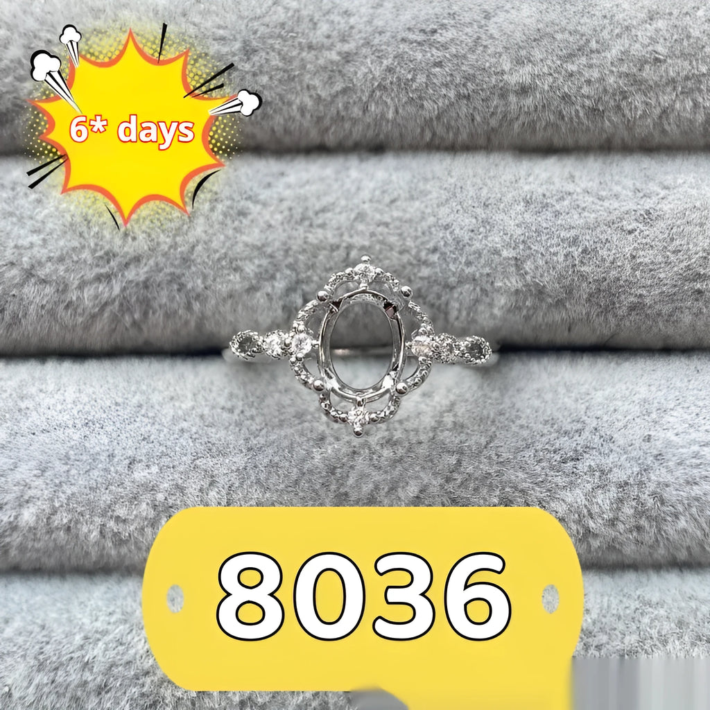 Oval denier open mouth copper ring with 6x8mm stone and five-pointed star in Korean style.