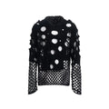 Black men's loose-fit hoodie with pearl decorative detailing on the hood.