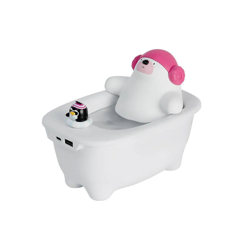 White creative USB air humidifier and aromatherapy diffuser unit on desk