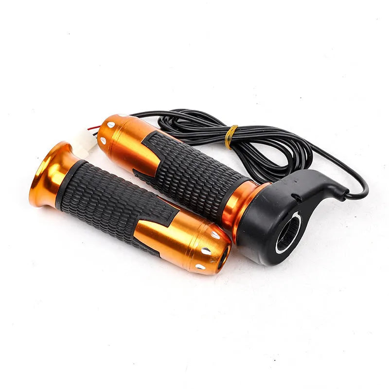 A plastic three-speed rotating handle for electric car acceleration control, shown in a choice of colours.