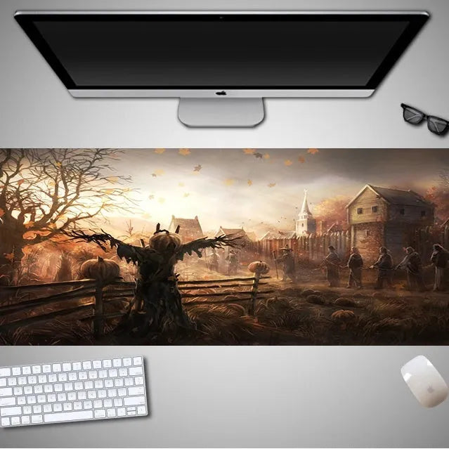 Oversized Halloween-themed computer mouse pad with a non-slip rubber cloth base.