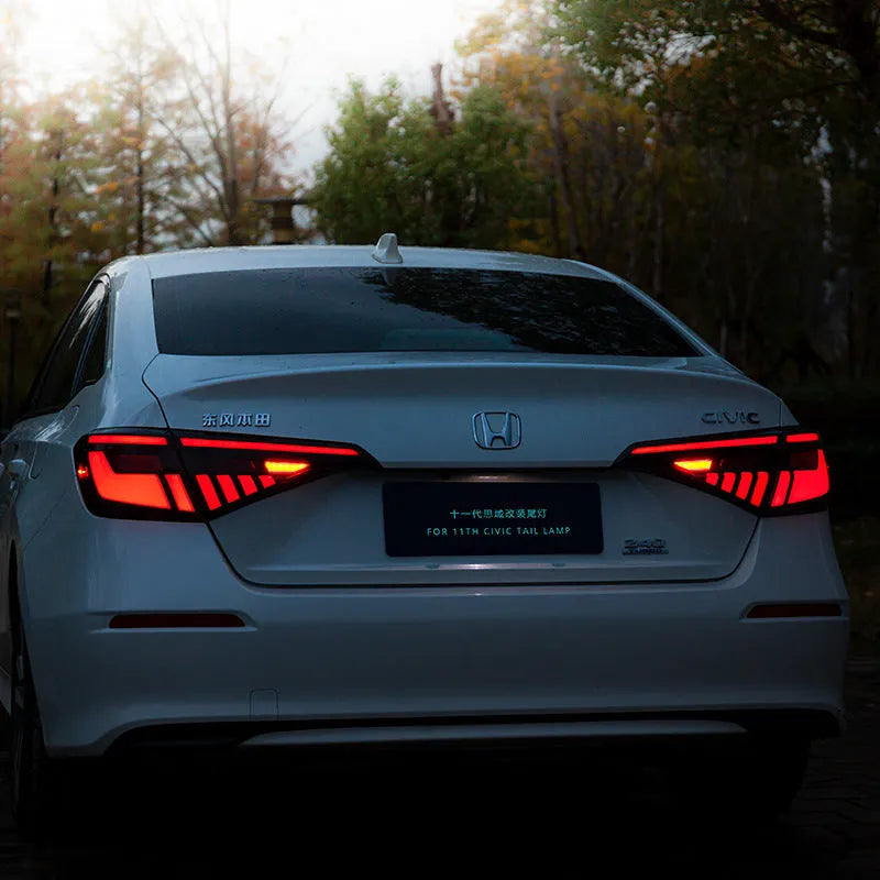 11th Generation Honda Civic modified LED taillight assembly in black and red or black and white