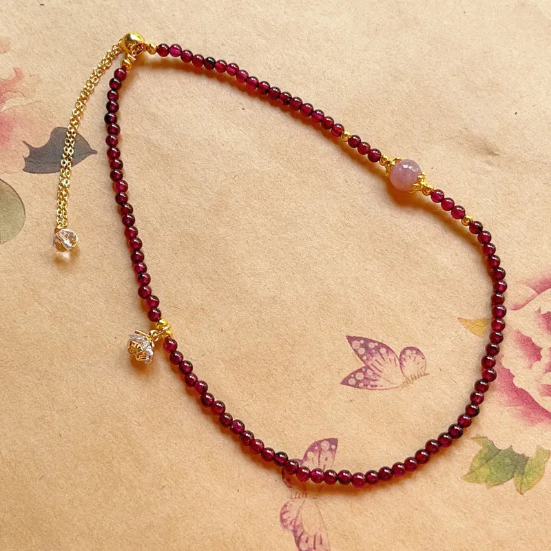 Handcrafted natural garnet double ring bracelet for women in H311 colour