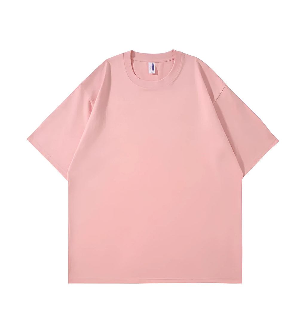 Men's heavy cotton T-shirt in loose fit with short sleeves, shown in solid colour option