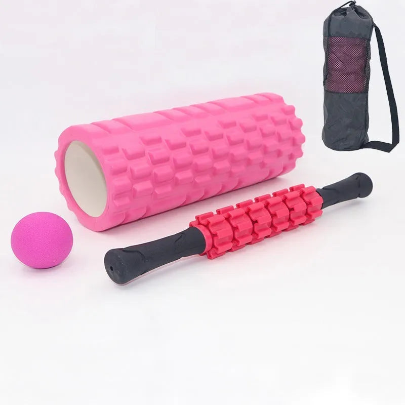 Black foam roller massage bar measuring 33cm with PVC grip pieces