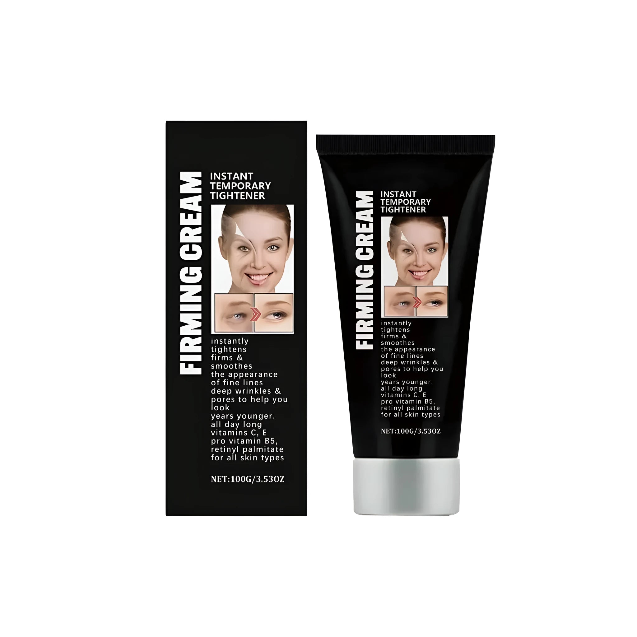 50g jar of anti wrinkle and firming face cream containing vitamin C, vitamin E, and retinol.