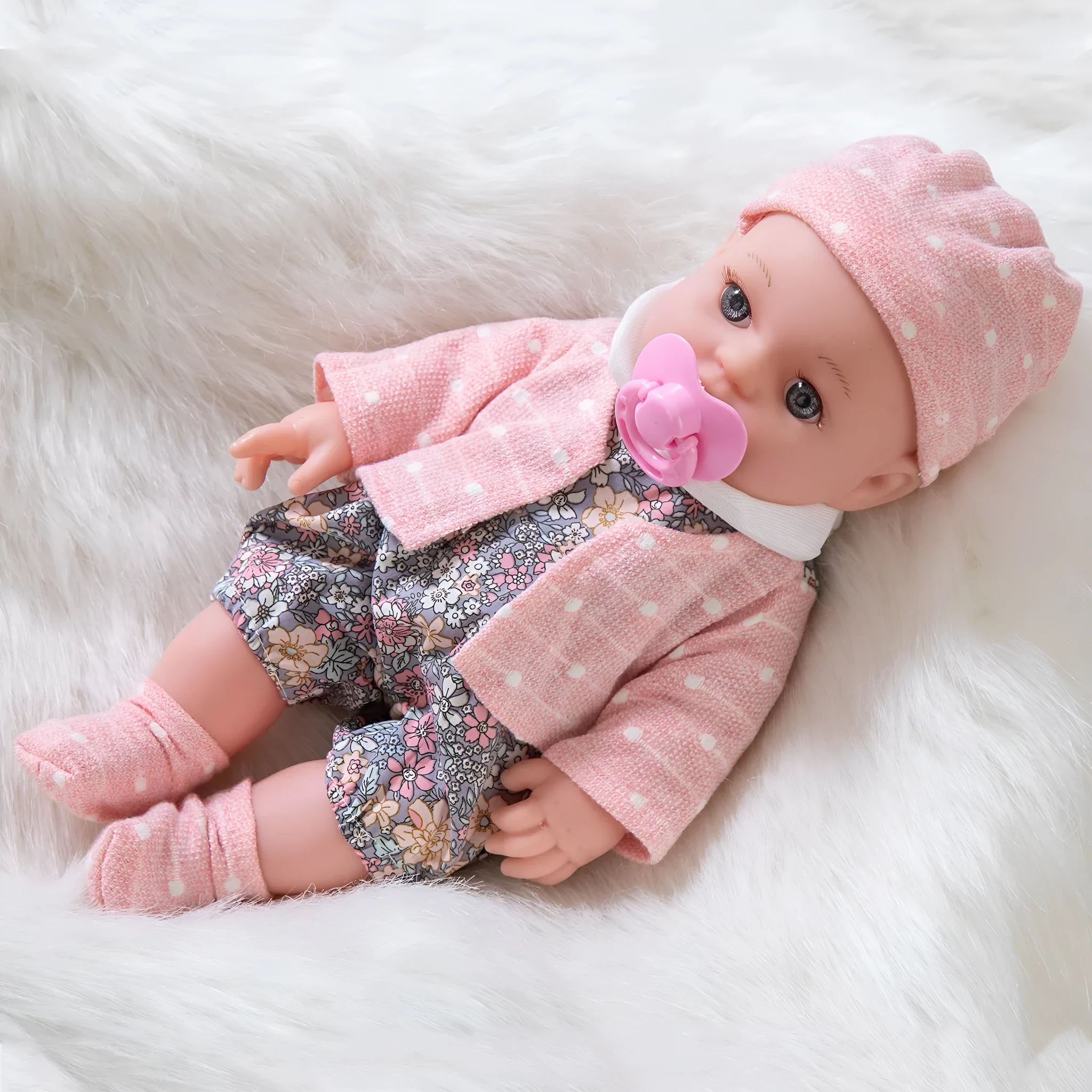 Fashion baby doll full vinyl with changeable clothes suit in TM-010 colour, 30cm height, net pocket packaging