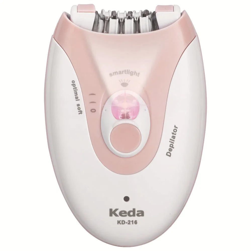 KEDA-216 coloured portable electric hair removal device with USB charger and cleaning brush