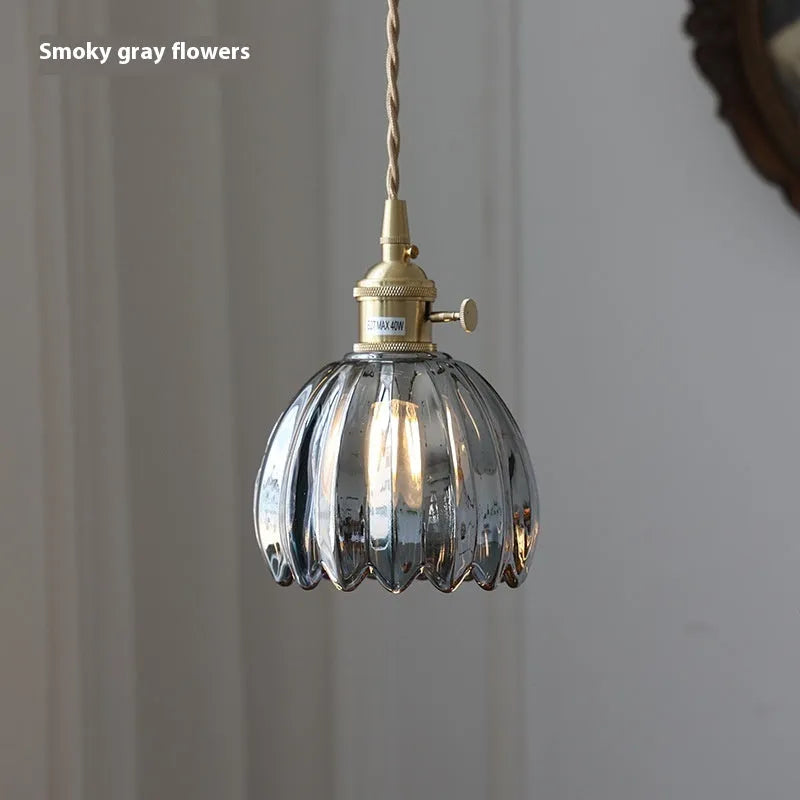 Vintage glass flower chandelier with Nordic design in amber, white, green, transparent, or smoky grey
