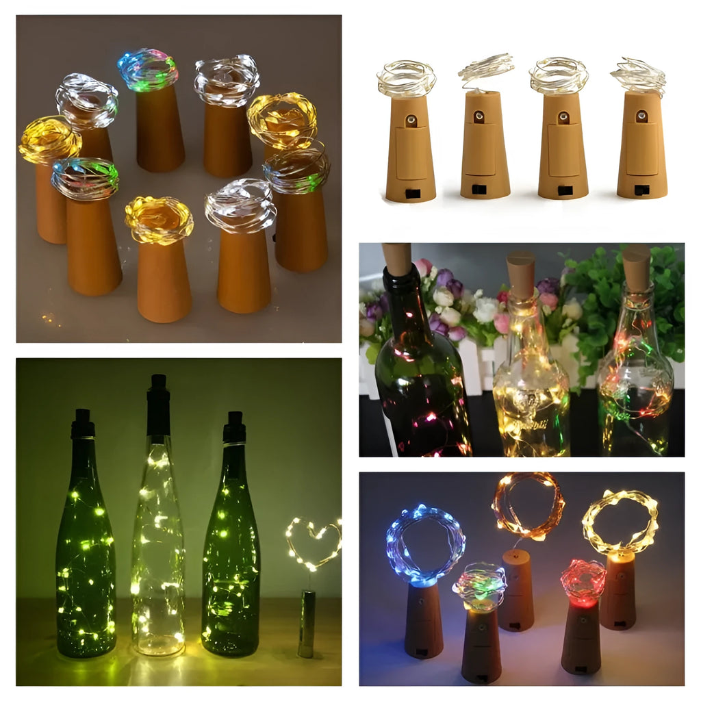 LED wine bottle string lights with copper wire and 20 warm white LEDs for decorative lighting