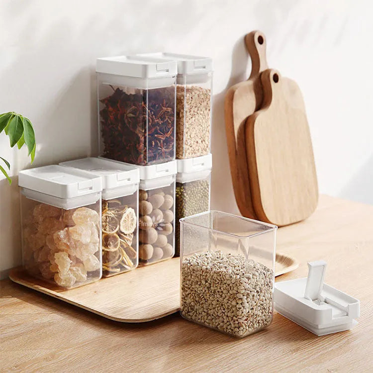 White transparent plastic storage tank for whole grains with 400ml capacity