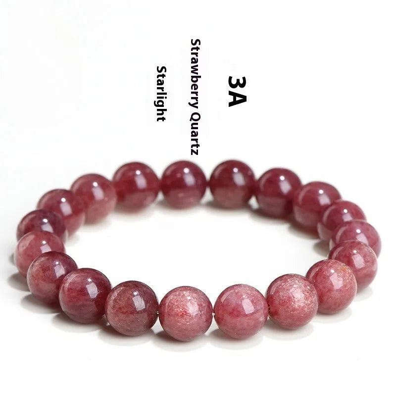 Natural starlight cherry red strawberry quartz bracelet with geometry-shaped beads in three size options